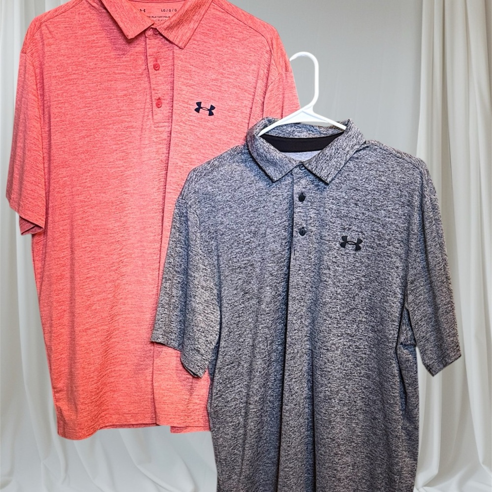 Under Armour Men's Polo Shirts - Coral and Gray